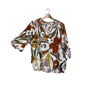 Rachel Zoe 100% Linen Floral Top - Summer Style 3XL